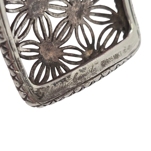 Andrea Candela Sterling Silver 18KT Diamond Flower Tesoro Cuff Bracelet #22551 - Picture 8 of 10